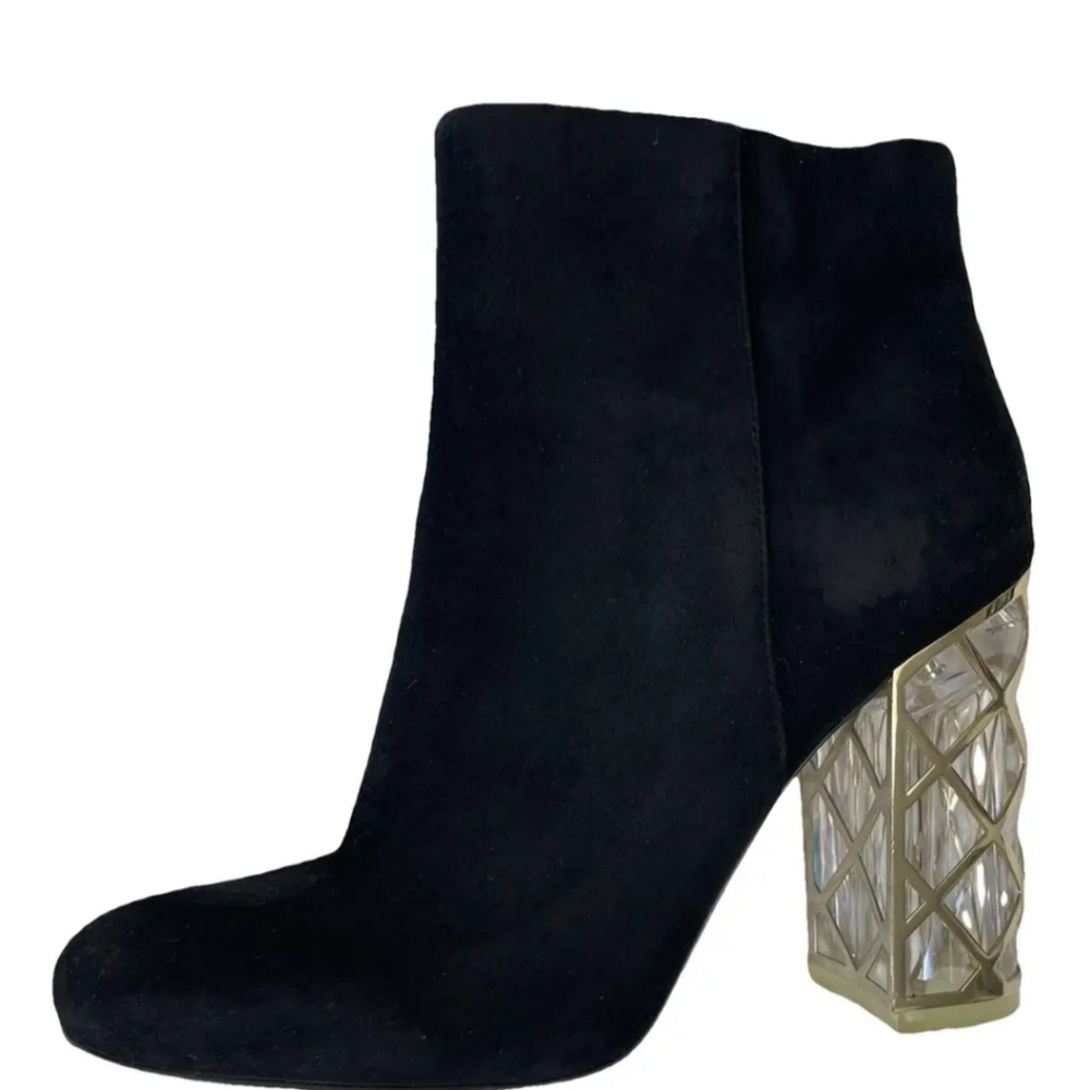 Karl Lagerfeld Black Heeled Boots with Sculptural Heel